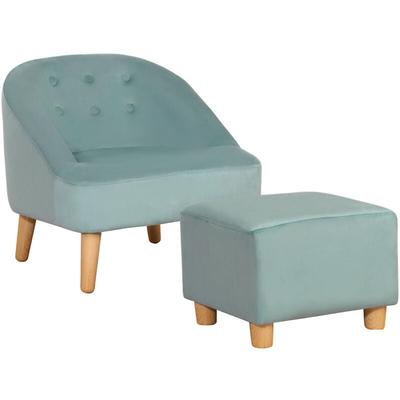 Kindersessel Kindersofa mit Fußhocker Kindercouch ab 3 Jahren Kindermöbel Kinderzimmer Samtoptik