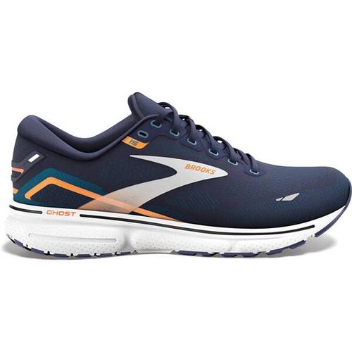 BROOKS Herren Laufschuhe Ghost 15, Größe 46 ½ in Dunkelblau/Orange/Weiß