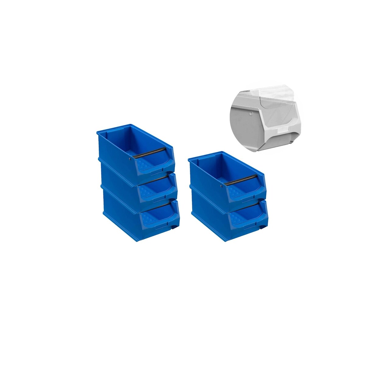PROREGAL 5x Blaue Sichtlagerbox 4.1 mit Griffstange & Abdeckung | HxBxT 15x20x35cm | 7,2 Liter | Sichtlagerbehälter, Sichtlagerkasten Image