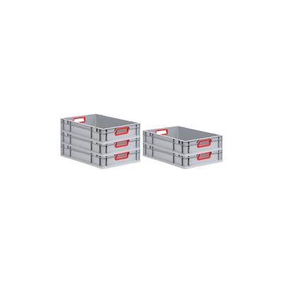 PROREGAL 5x Eurobox NextGen Color | HxBxT 12x40x60cm | 23 Liter | Griffe rot offen | Glatter Boden | Eurobehälter Image