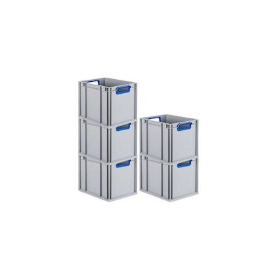 PROREGAL 5x Eurobox NextGen Color | HxBxT 22x30x40cm | 30 Liter | Griffe blau offen | Glatter Boden | Eurobehälter Image