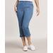 Blair DenimEase™ Classic Pull-On Capris - Denim - 18W - Womens