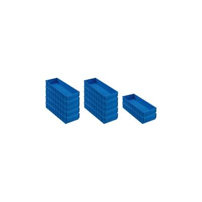 PROREGAL 12x Blaue Industriebox 500 B | HxBxT 8,1x18,3x50cm | 6 Liter | Sichtlagerkasten, Sortimentskasten, Sortimentsbox, Kleinteilebox Image