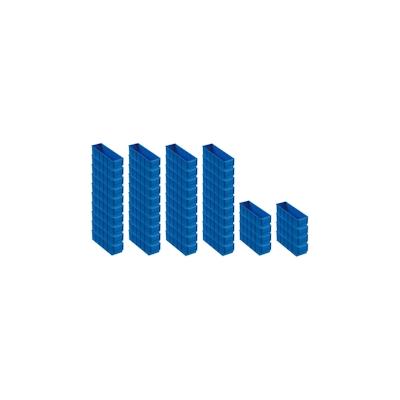 PROREGAL 48x Blaue Industriebox 300 S | HxBxT 8,1x9,1x30cm | 1,6 Liter | Sichtlagerkasten, Sortimentskasten, Sortimentsbox, Kleinteilebox Image
