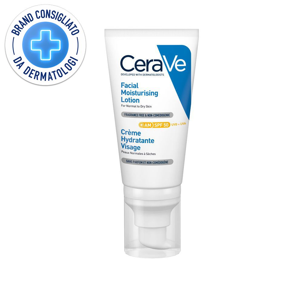 CeraVe Crema Viso Idratante SPF50, Protezione Solare ad Ampio Spettro,
