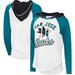 Women's G-III Sports by Carl Banks White/Teal San Jose Sharks MVP Raglan Lightweight Hooded T-Shirt