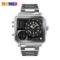 SKMEI – montre numérique à Quartz pour hommes bracelet en acier inoxydable Double affichage de