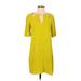 Gap Fit Casual Dress - Shift Crew Neck 3/4 sleeves: Green Print Dresses - Women's Size Small