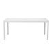 Fifi 71 Inch Outdoor Dining Table, Polyresin Top, White Aluminum Frame