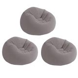 Intex Inflatable Contoured Corduroy Beanless Bag Lounge Chair, Gray (3 Pack) - n/a