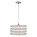 Maisie River of Goods Silver-Tone Chrome Painted Metal 13.375-Inch Pendant Light with Silver Charm-Enhanced Drum Shade