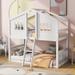 White Twin Over Twin House Bunk Bed Wood Bed with Ladder