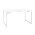 Bureau droit Vitaly - L.140 x P.80 cm - Plateau Blanc - Pieds cadre métal Blanc