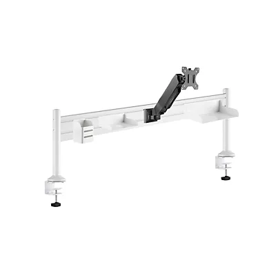 Support bras-écran et organiseur ergonomique Ergostation - L. 125 x P. 40 cm - Blanc