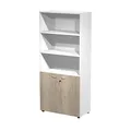 Armoire haute Eminence - L.90 x H.200 cm - 2 portes basses Chêne canadien - Corps Blanc