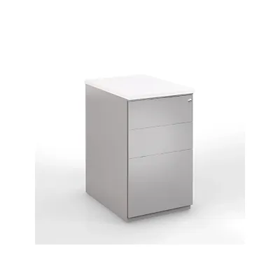 Caisson hauteur bureau métal NF Environnement Aluminium top Blanc, H.72 x L. 42 x P. 80 cm