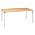 Bureau Droit ACTUAL - L. 80 x P. 80 cm - Plateau Chêne - 4 pieds Blanc