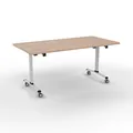 Table mobile rabattable - L.160 x P.80 cm - Plateau Hêtre - Pieds Aluminium