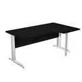 Bureau d'angle compact retour à droite Pronto Métal - L.160 x P.100 cm - Plateau Noir - Pieds L Aluminium