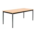 Table de réunion modulable rectangle - L.180 x P.80 cm - Plateau Hêtre - Pieds Gris