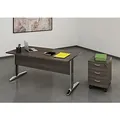 Pack Bureau droit Pronto Métal - L.140 x P.80 cm - Plateau Cendre - Pieds Chrome + Caisson mobile 3 tiroirs L.43 x P.42 x H.60 cm