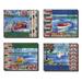 Classic Outdoor Lake Signs: Boating Decor; Four 10x8in Prints. Red/Blue/Green