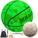 MILA CHIC Basketball Glow in the Dark Basketball - Glowing Composite Leather Luminous Basketball Gift for Boys Girls Men Women Indoor-Outdoor Night Basketball Size 6 (28.5 ) with Pump