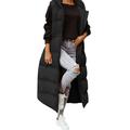 YFPWM Jacket for Women Fall Lightweight Spring Jacket Vintage Sweatshirt Outerwear Down Cotton Mid-length Padded Long Sleeve Hooded Stand Cotton Padded Collar Coats Black L