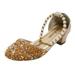 Toddler Baby Girls Dancing Shoes Medium Heel Pearl Sequins Shoes Closed Toe Tango Latin Social Dance Shoes Princess Shoes