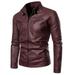 Lovskoo Men s Autumn Winter Long-sleeved Jacket Zipper Coat Long Sleeve Hoodless Faux Leather Outwear Jackets Mens Leather Jackets Classic Motorcycle Bike Cowboy PU Jacket Velvet Casual Warm Coat