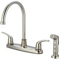 Olympia Faucets Double Handle Kitchen Faucet w/ Side Spray in Gray | 14.29 W x 2.64 D in | Wayfair K-5372-BN