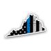 Distressed Thin Blue Line Virginia State Shaped Subdued US Flag Sticker Decal - Self Adhesive Vinyl - Weatherproof - Made in USA - weathered police law enforcement first responder va