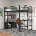 Viv + Rae™ Kleiman Twin Loft Bed w/ Desk & Storage Metal in Black | 68.5 H x 77 W x 42 D in | Wayfair 0AA72CBB2E29421787EDC49F0F60FBF8