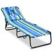 Arlmont & Co. Beach Chaise Lounge Outdoor Chair w/ Face Hole Pillows & 5-position Adjustable Backrest Metal in Green/Blue | 15 H x 77 W x 25 D in | Wayfair