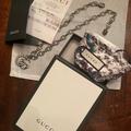 Gucci Jewelry | Nwt/B~Gucci~Gg Marmont Crystal Aged Silver Necklace | Color: Silver | Size: 20"Chain; 1.5""Gg"