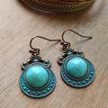 Anthropologie Jewelry | Blue Copper Turquoise Earrings | Color: Blue/Brown | Size: Os