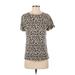 Blooming Jelly Short Sleeve T-Shirt: Tan Animal Print Tops - Women's Size X-Small