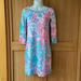 Lilly Pulitzer Dresses | Lilly Pulitzer 3/4 Sleeve Tropical Floral Sheath Dress | Color: Blue/Green/Pink | Size: Xxs