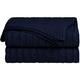 sourcing map Soft 100% Cotton Knitted Throw Blanket for Sofa and Couch Lightweight Cable Knit Bed Blanket Home Decorative Blanket Navy Blue 60x78 Inches