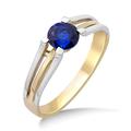 Miore Women's Solitaire Engagement Ring Two-Tone Yellow Gold/White Gold with Blue Sapphire 0.65 Carat - 4 prongs wedding ring