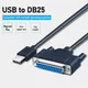 Câble d'imprimante USB haute vitesse à 25 broches port parallèle DB25 câble adaptateur