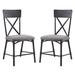 21 Inch Metal Dining Side Chair, Fabric Seat, X Back, Set of 2, Gray - 18L x 21W x 36H, in inches