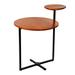 21 Inch Round Acacia Wood Accent End Table with 2 Tier Tabletops, Brown, Black - 16" L x 16" W x 21" H