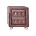 17 Inch Modern Upholstered Nightstand, 2 Drawer, Crystal Handles, Pink