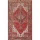 Red Heriz Persian Geometric Vintage Area Rug Handmade Wool Carpet - 5'10" x 9'6"