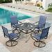 MF Studio 5-Piece Outdoor Patio Dining Set with High-Back Swivel Sling Chairs & Square Table for 4-Person Black & Blue