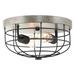 Kira Home Duncan 13 2-Light Industrial Farmhouse Metal Flush Mount Cage Ceiling Light Slate Iron + Textured Black