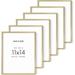 Haus and Hues Gold Photo Frames 11x14 - 11x14 Picture Frame Set of 6 Gold Picture Frames 11x14 Frame Gold Set Picture Frames Gold 11x14 Frame Pack of 6 Frame Set 11x14 (Gold Aluminum Frames)