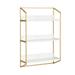 Kate and Laurel Hylton Modern Glam 3-Tier Floating Wall Shelf 18 x 7 x 28 White and Gold Charming Tiered Shelving with Three Levels for Display and Storage