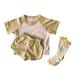 Clothes for Toddlers Little Girls Tracksuit Set Baby Girls Boys Cotton Summer Patchwork Color Block Short Sleeve Tshirt Short Pants Set Outfits Set 12